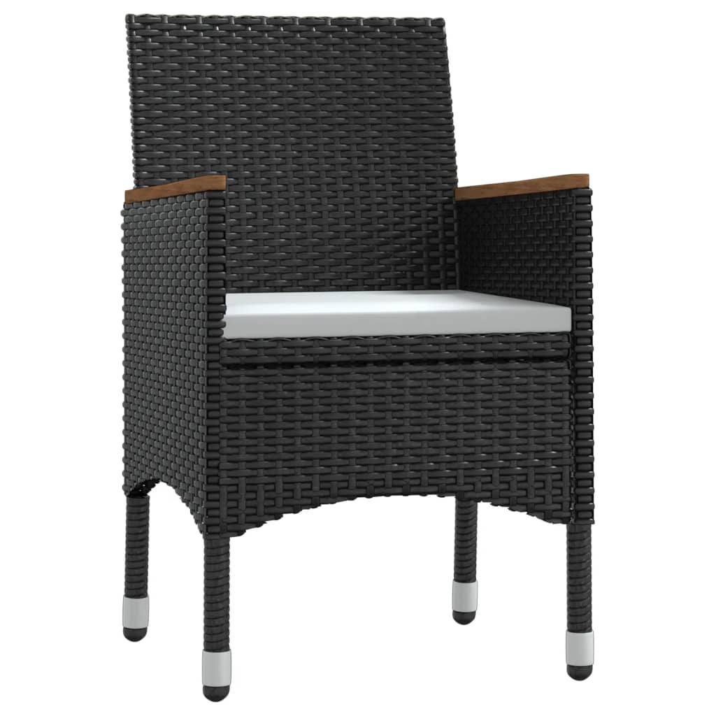 Mobilier de salle à manger de jardin avec coussins 7 pièces noir