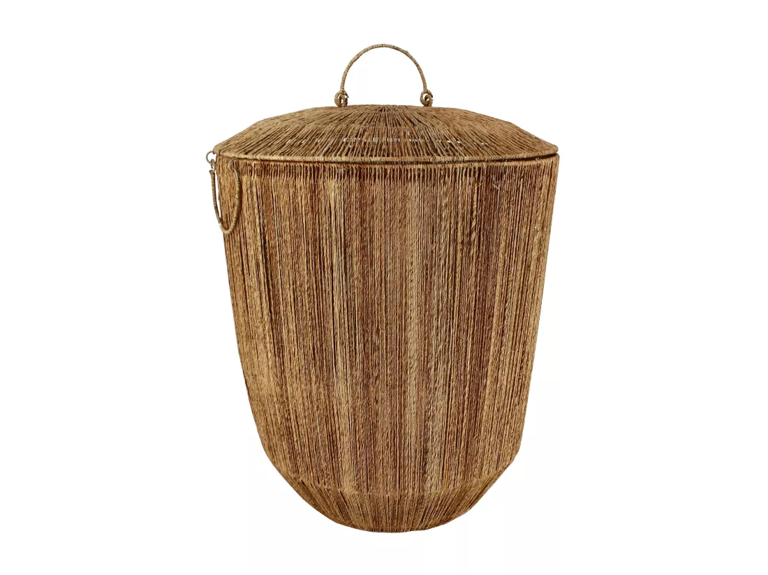 Now's Home - Panier En Jute Naturelle Avec Couvercle Et Poignees D45xh56cm Sibu