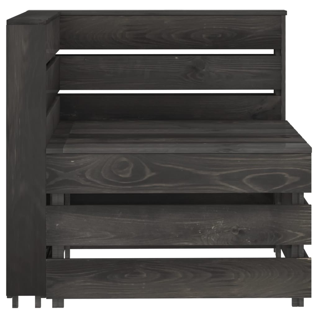 Salon de jardin meuble d'extérieur ensemble de mobilier 10 pièces bois de pin imprégné de gris
