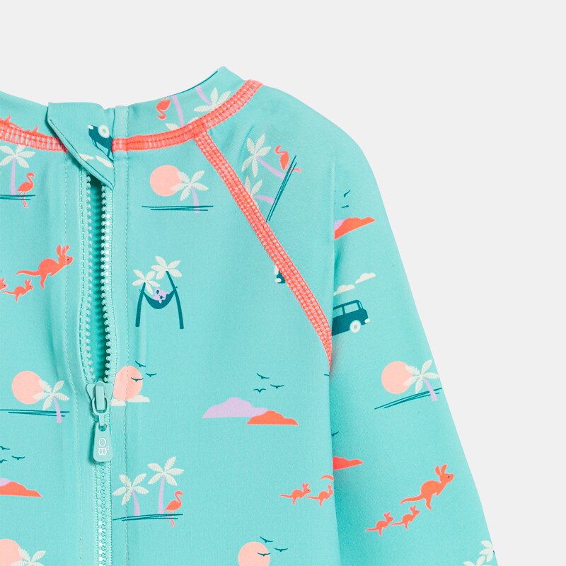 Combinaison courte anti UV bleu bébé garçon Bleu