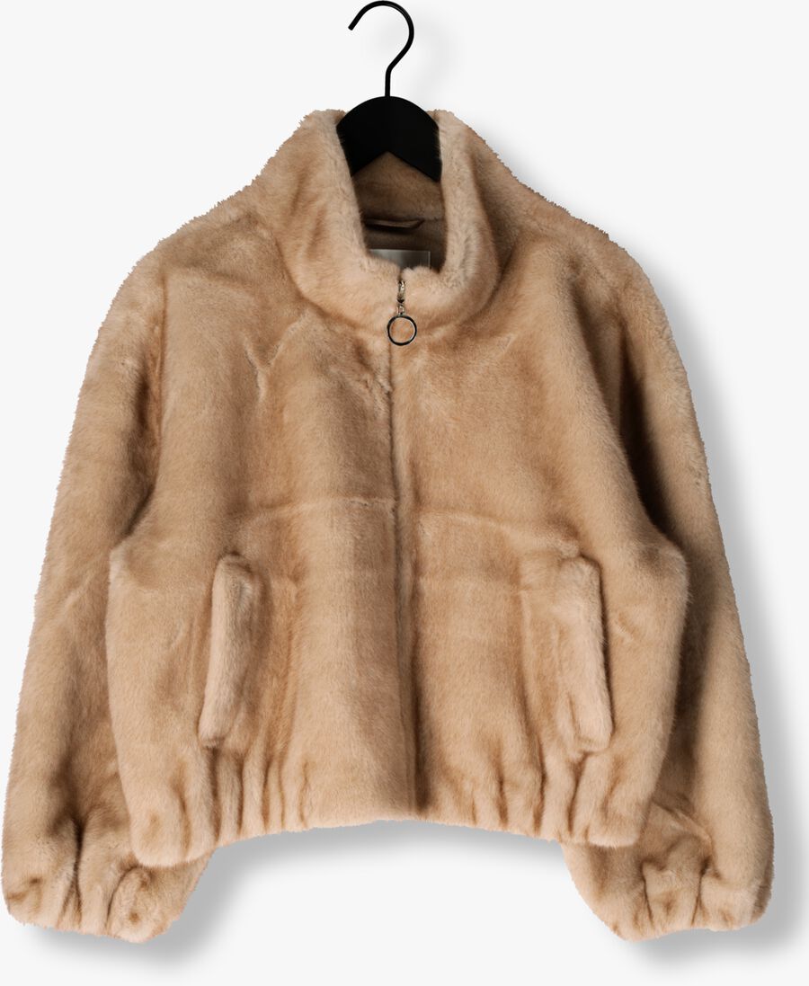 beige co'couture faux fur jas fera faux fur jacket