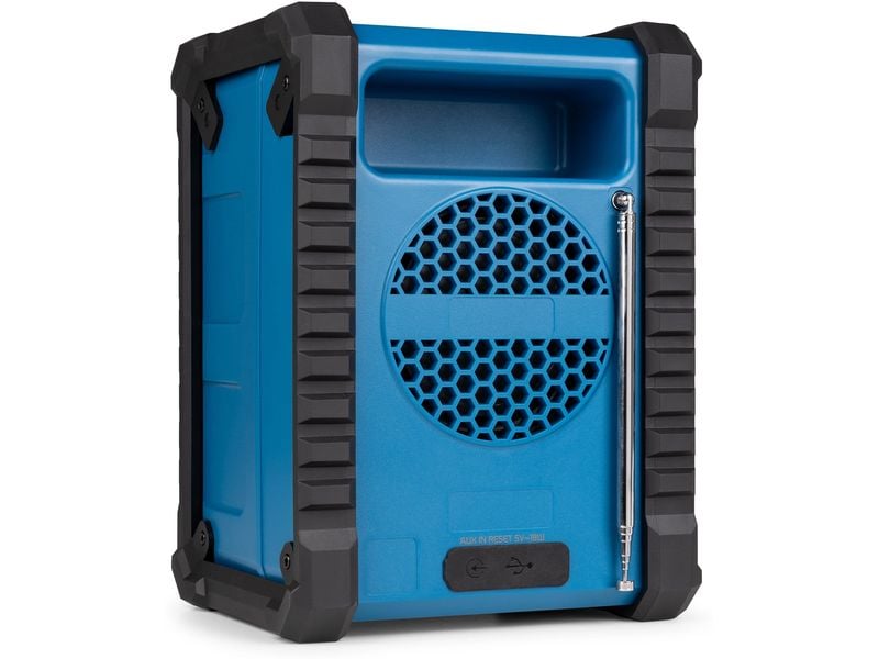 Audizio Baustellenradio Temi Blau DAB  Baustellen-Radio mit Akku und IP54