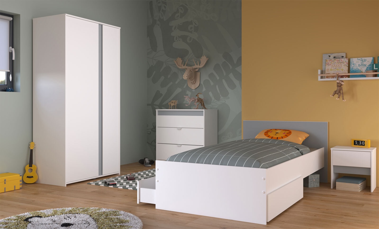 Parisot Kinderzimmer PIROUETTE 22 weiß / grau / rosa