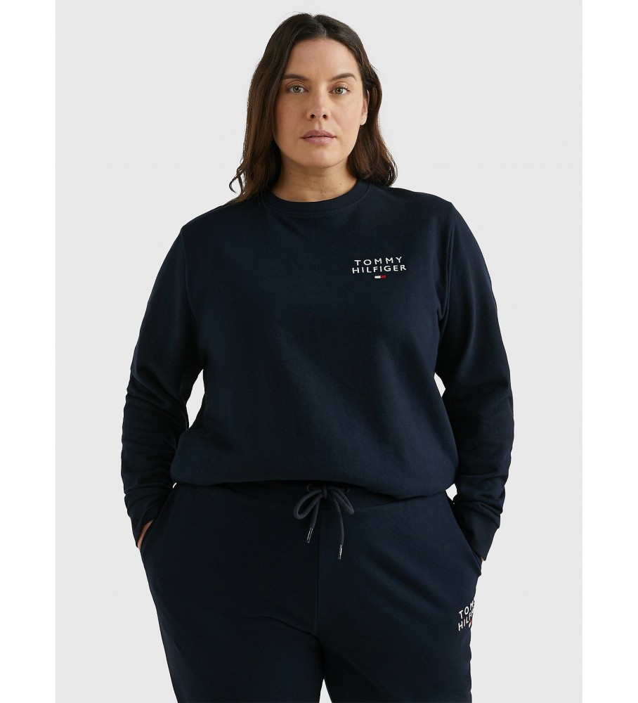 Moletom Tommy Hilfiger com gola redonda e logo azul-marinho