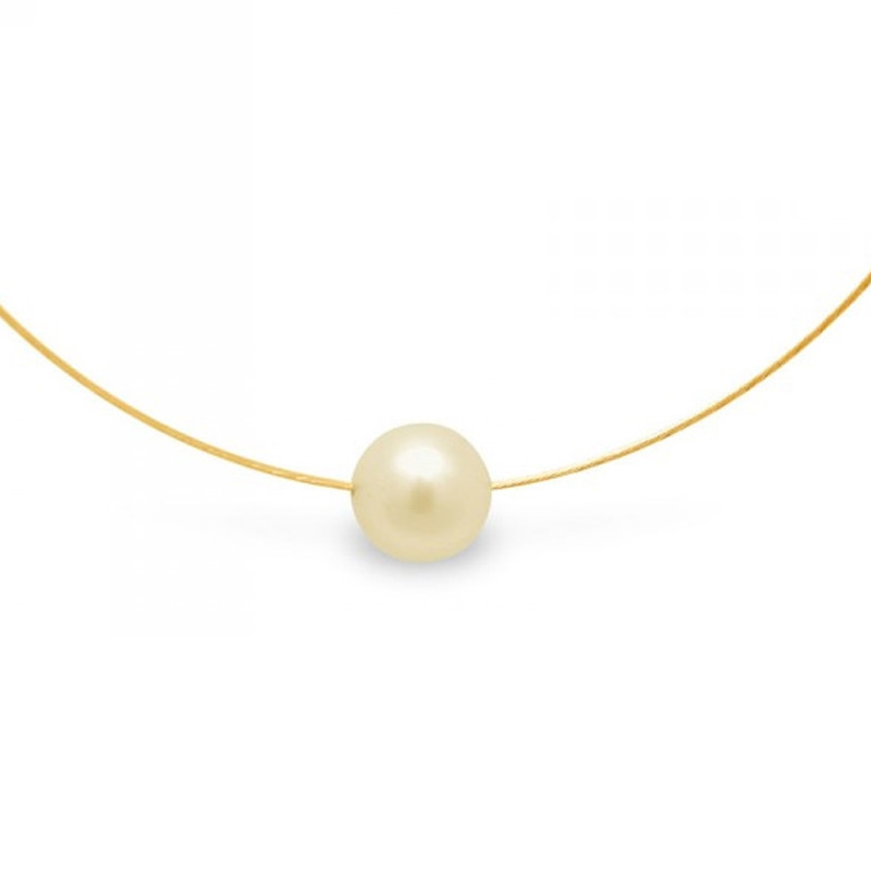 Collier Cable en Or Jaune 750/1000 et Perle de Culture Dorée