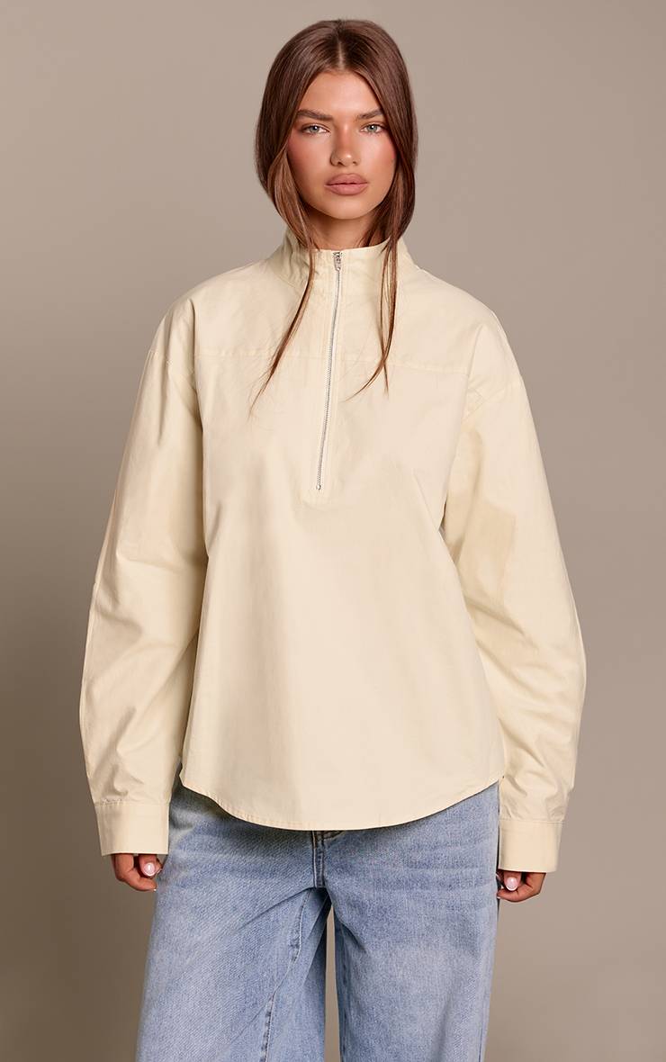 Citron Chemise Col Montant Avec Détail Zip