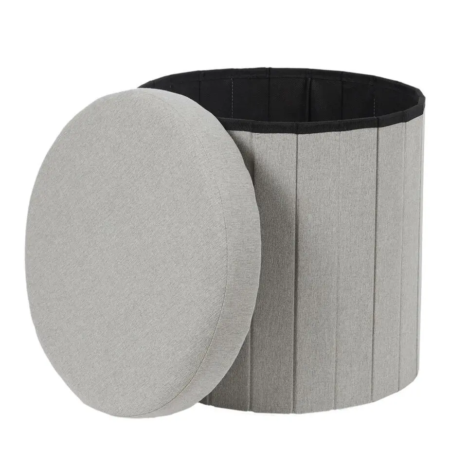 Home Deco Factory Poefje - opbergbox - grijs - 38 x 38cm