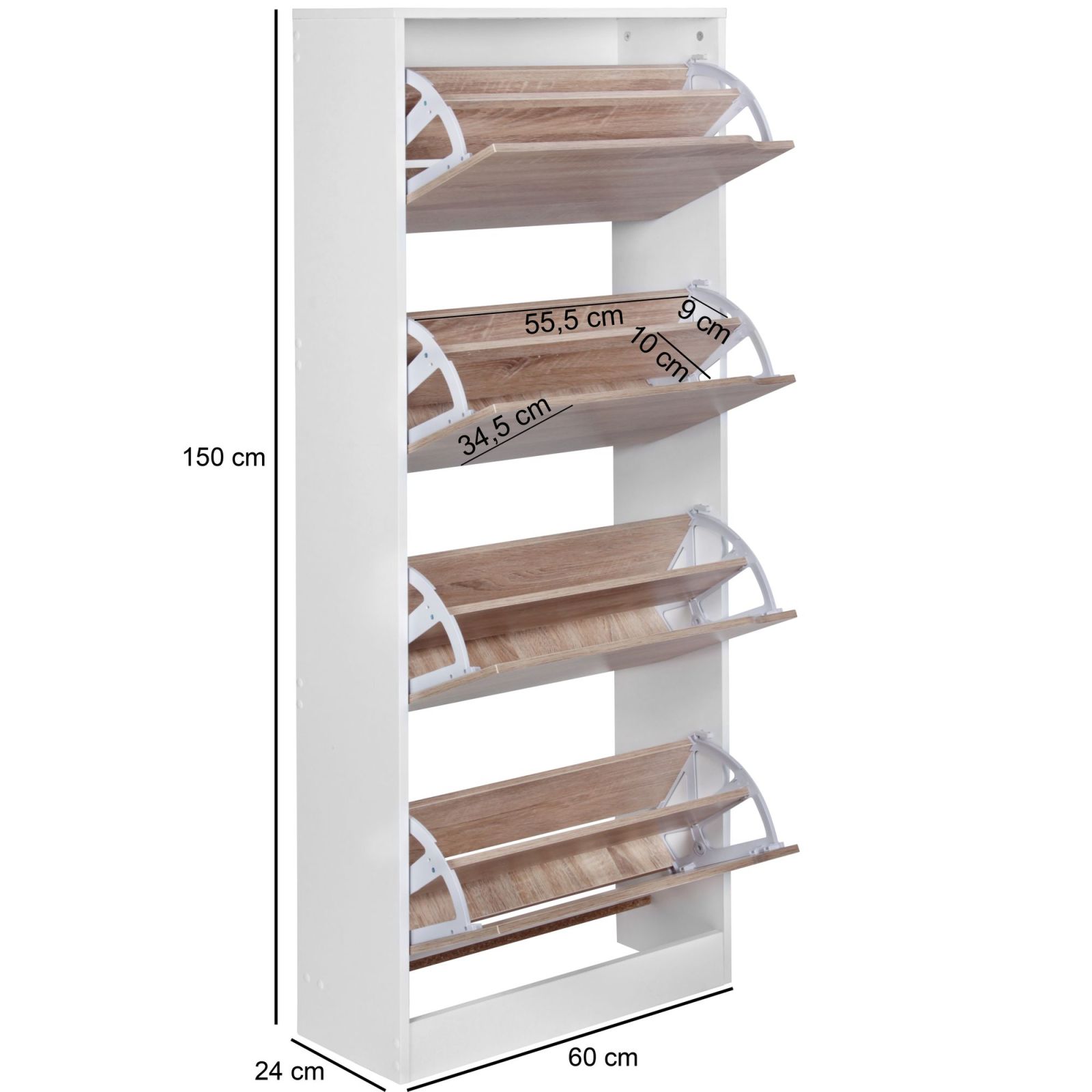 Schuhkipper - Sonoma Eiche-weiß - 60x150 cm