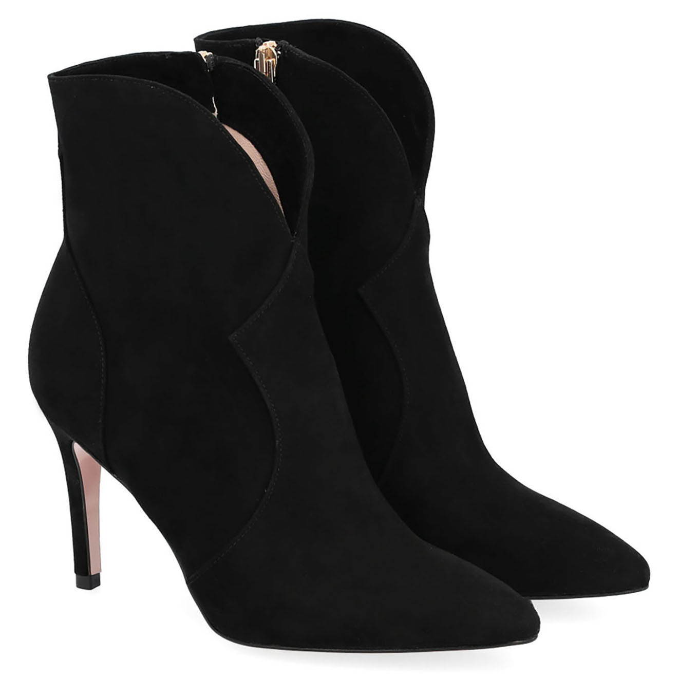 Liu-Jo Bottines en Velours de Cuir Rosalia noires - Talon 9 cm