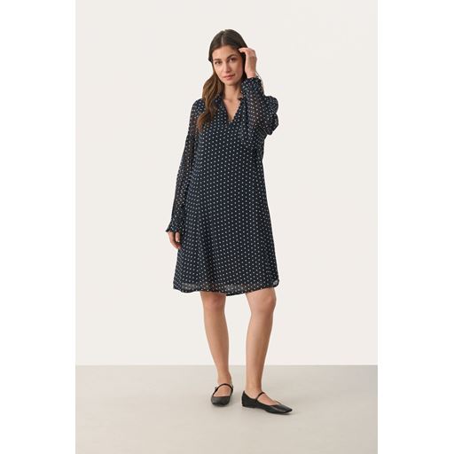 Part Two BotellaPW Kjole, Dark Navy Dot, 38