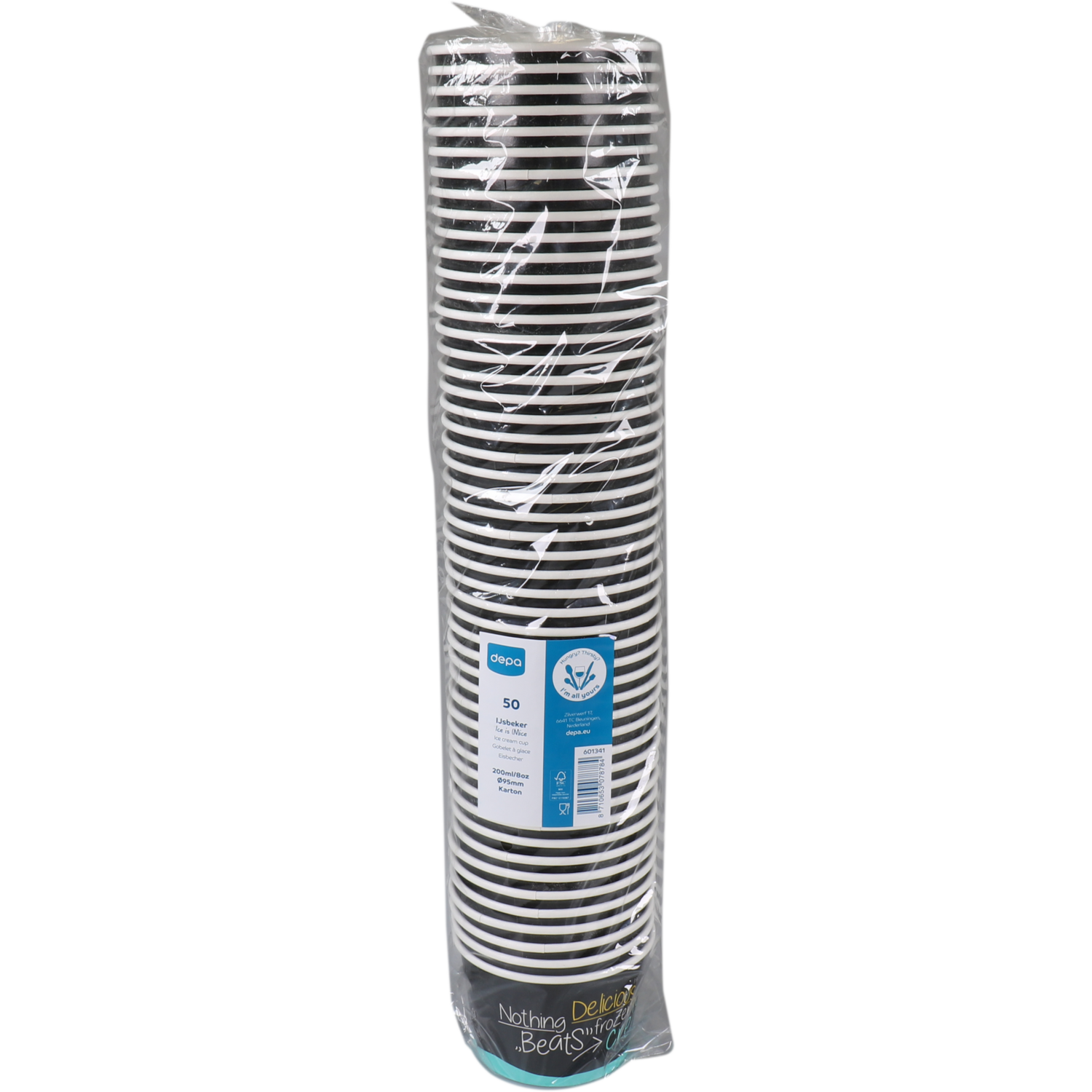 Cup, ijscup, karton + PE, 200ml, 8oz, Ø 95mm, 62mm, blauw/zwart
