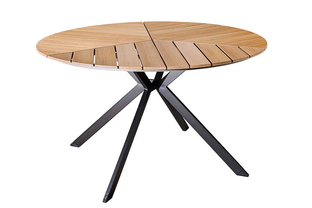 Runder In- und Outdoor Gartentisch DESIGNO 120cm natur Holz-Design anthrazit Metall