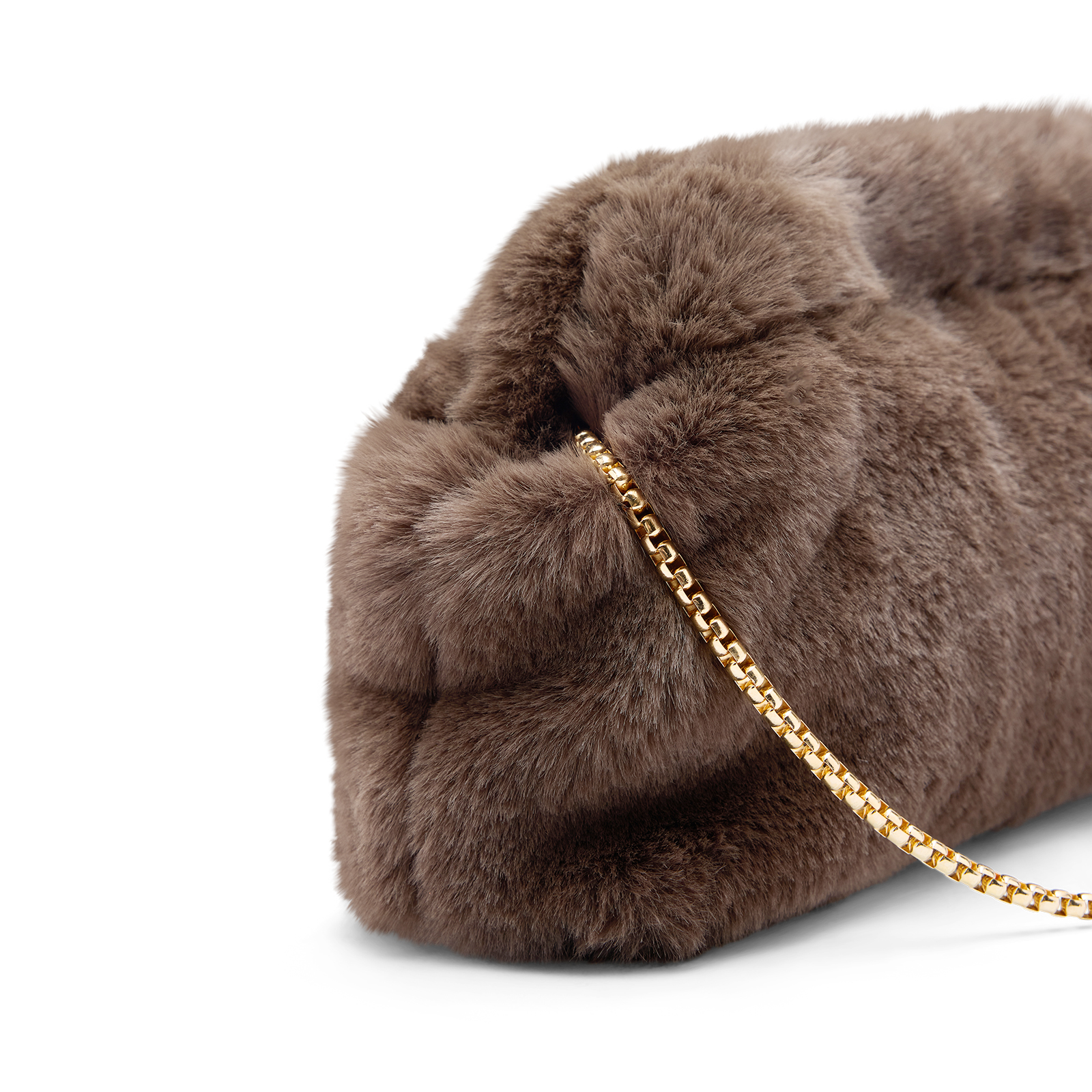 Grijze clutch van faux fur
