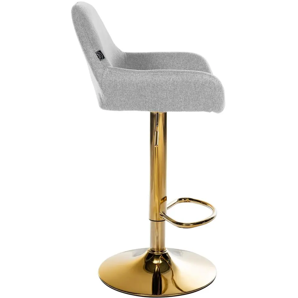 CLP Set van 2 Barkruk Braga goud Frame - Stof - grijs