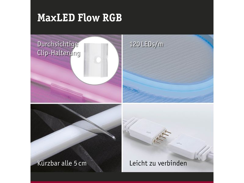 Paulmann LED-Stripe MaxLED Flow RGB, 5 m Basisset Licht-Streifen ohne sichtbare LED Punkte
