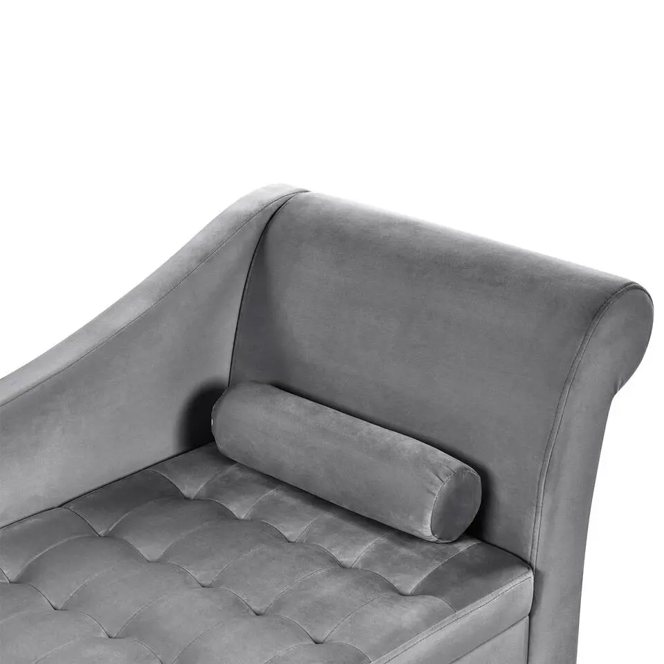 PESSAC - Chaise longue - Lichtgrijs - Rechterzijde - Fluweel