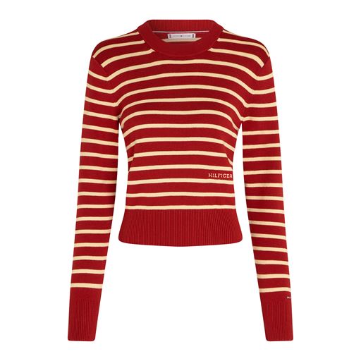 Tommy Hilfiger Mini Stripe Striktrøje, Dark Magma/Ivory, M