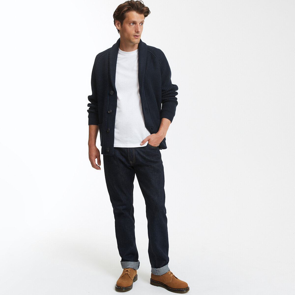 COLEÇÕES LA REDOUTE<br>Cardigã de malha grossa, gola xale