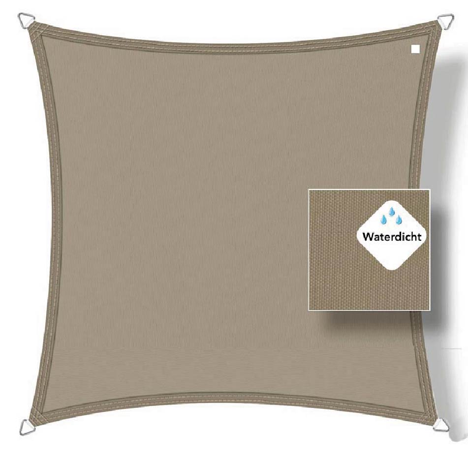 Buitenkado 3.6x3.6 taupe waterdicht schaduwdoek vierkant
