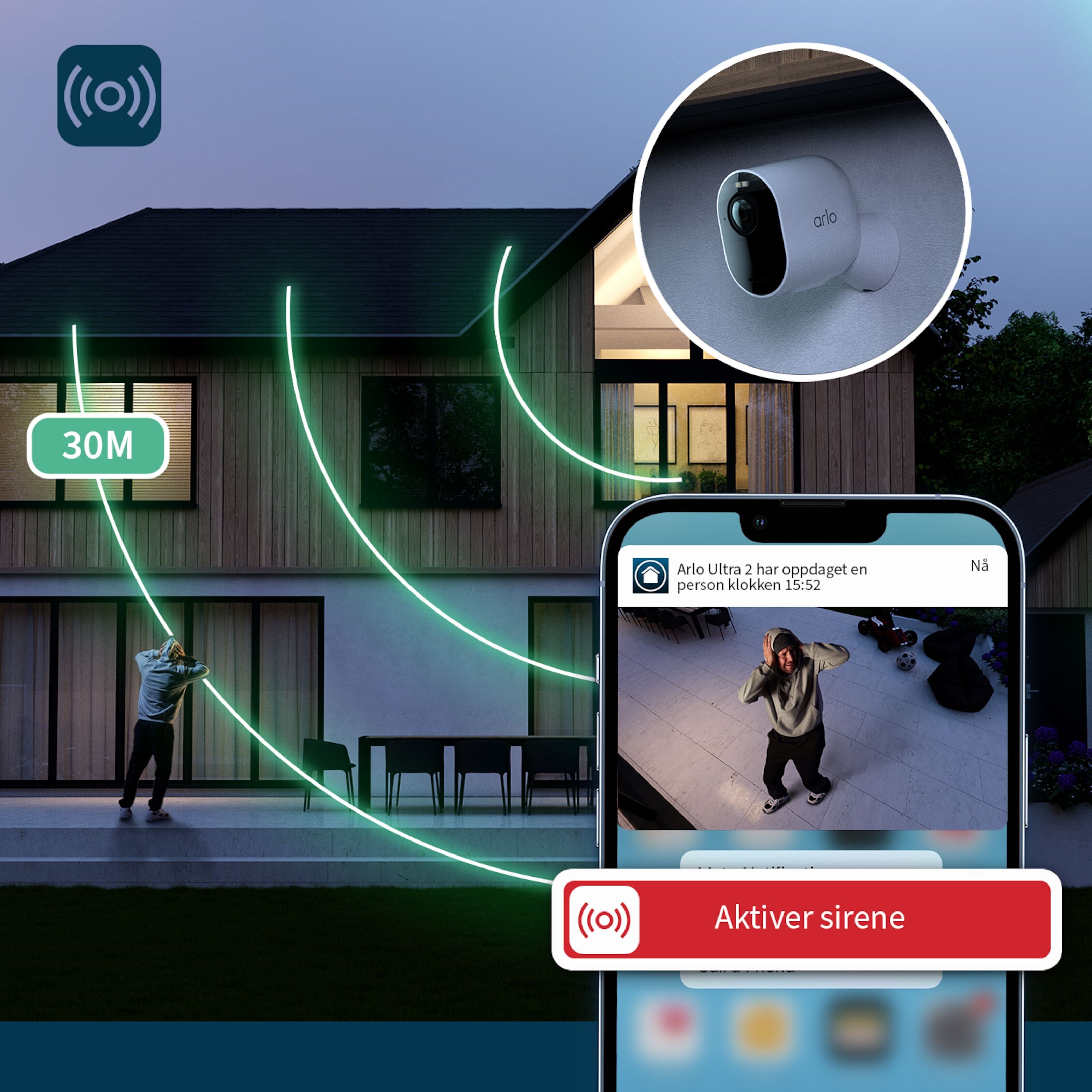 Arlo Ultra 2 Spotlight Ekstra Trådløst overvåkingskamera 1-pk. Hvit