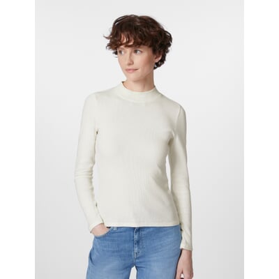 Damen-Rippenshirt Langarm, Weiß