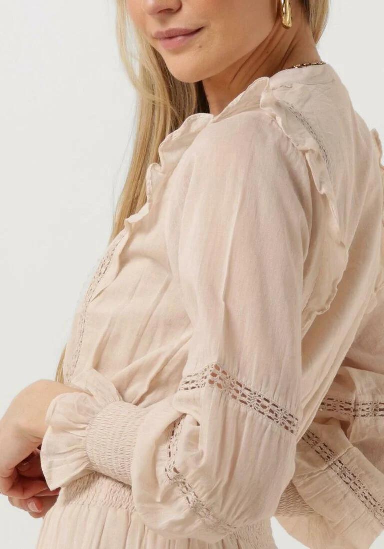 NOTRE-V ecru notre-v mini jurk voile dress