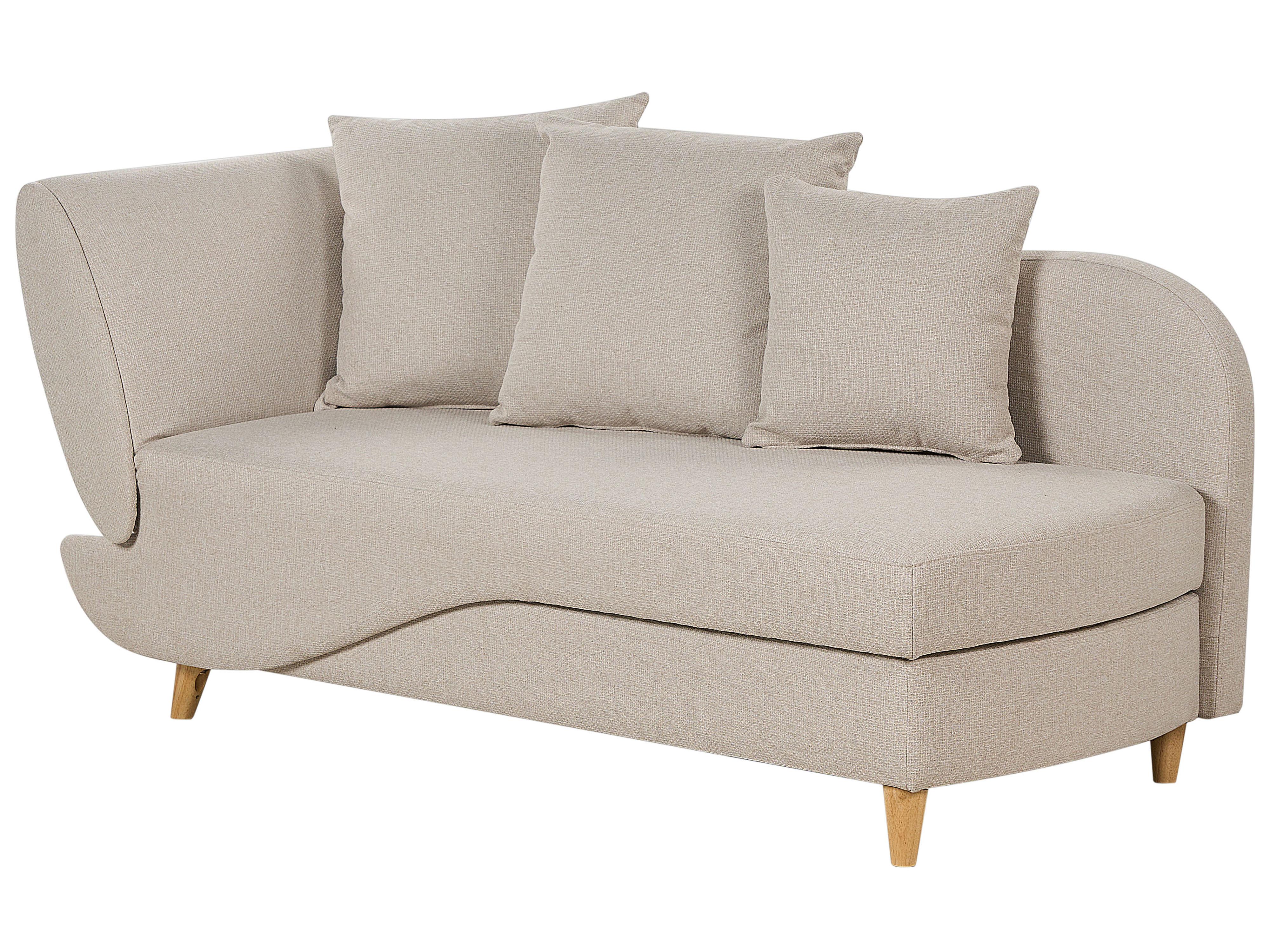 Linkszijdige chaise longue MERI Kunstlinnen Beige met opbergruimte