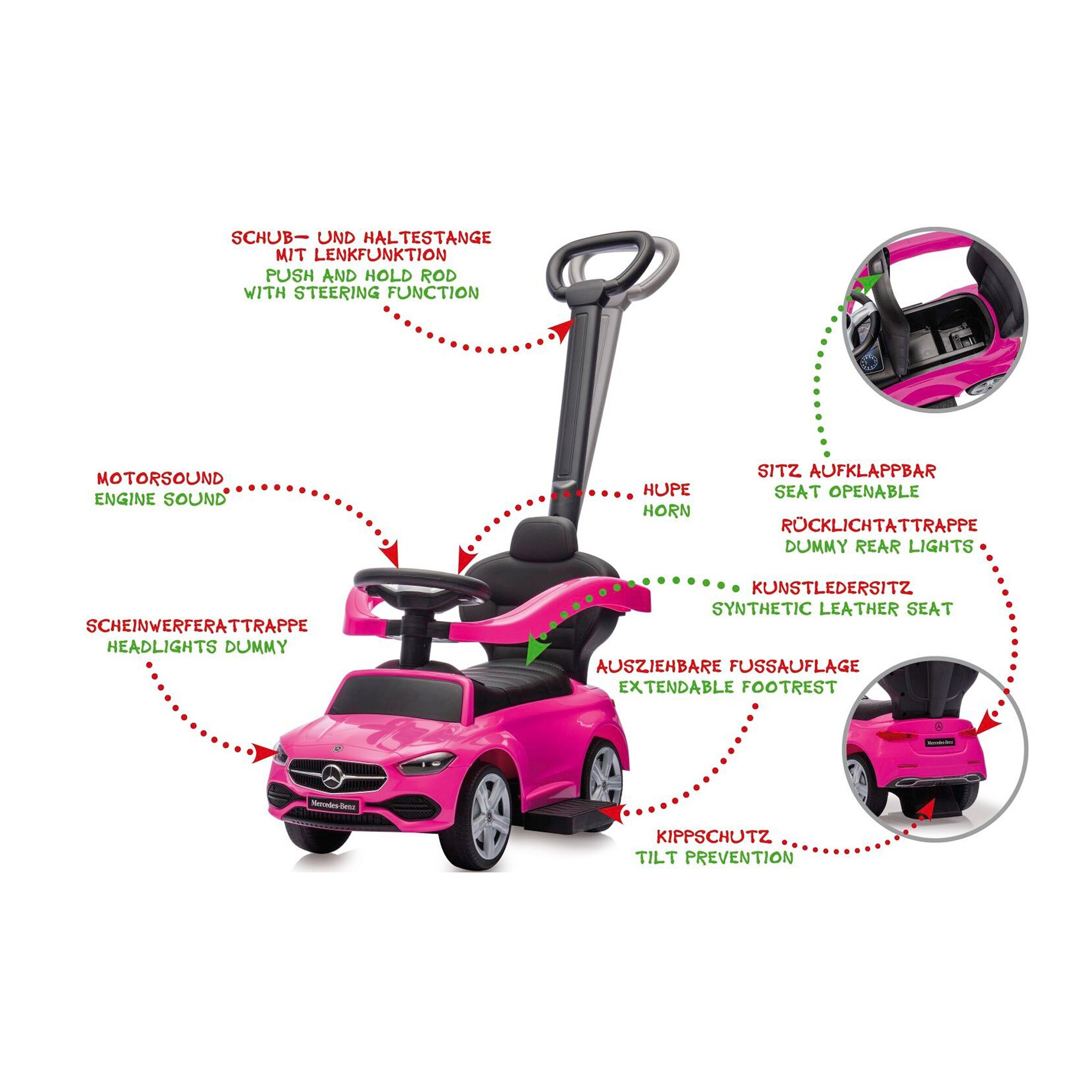Jamara Rutscher Mercedes-Benz C-Class 3 in 1 pink