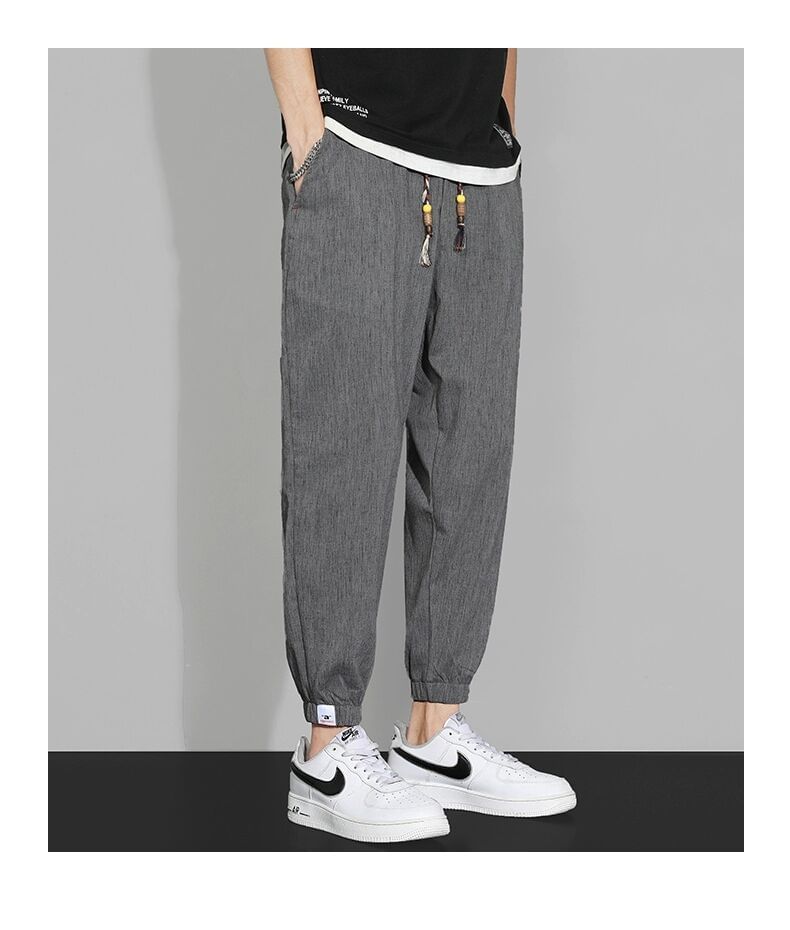 Blueforce - Effen cropped baggy broek met trekkoord in de taille