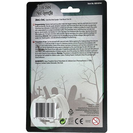 Halloween kunstig blod med sprøjte 28 ml og 5 ml - rød
