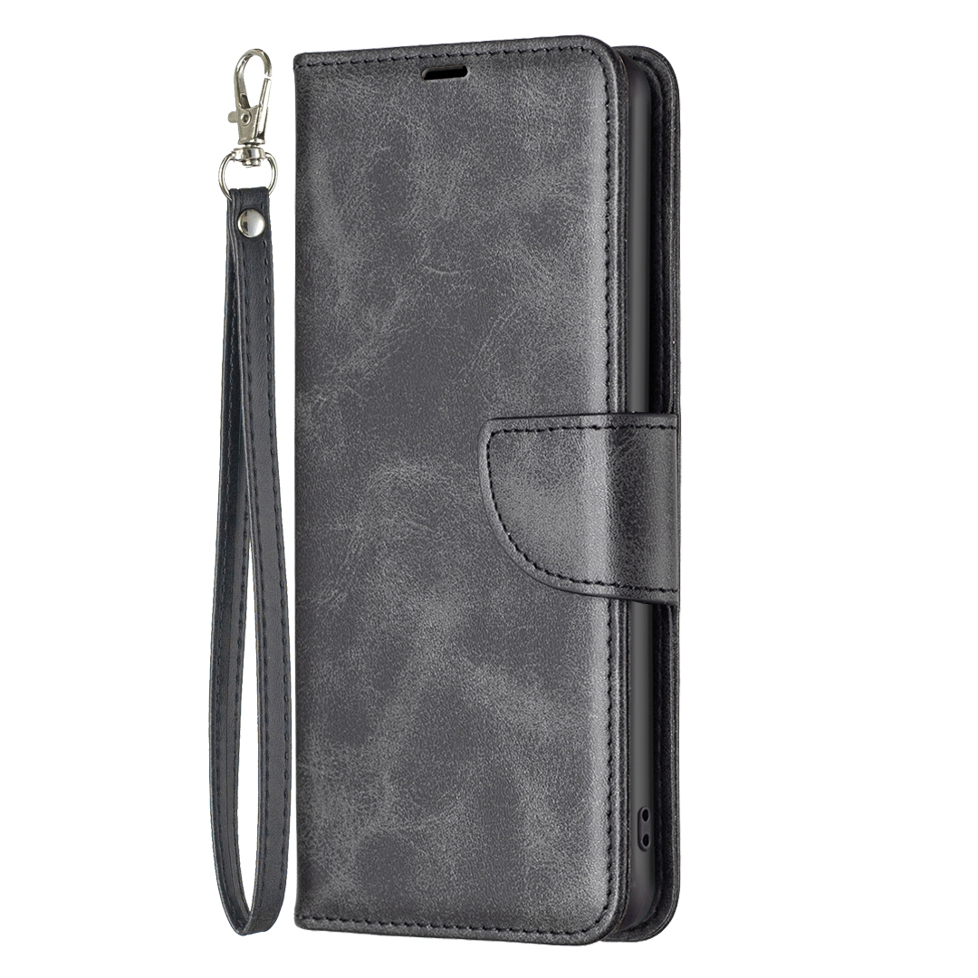 Samsung Galaxy S24 FE Leder Tasche Flip Cover mit Kartenfächer Vintage Look   Trageschlaufe - Schwarz