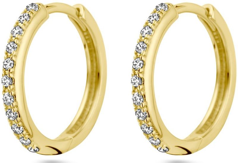 14K geelgoud klapoorringen zirkonia 4029819
