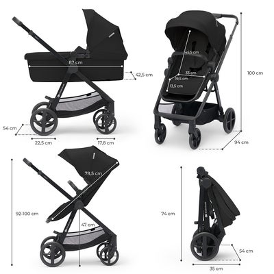 Kinderkraft NEWLY Mink Pro Kombivogn 4-in-1, Classic Black