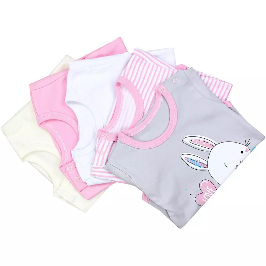 TupTam Mädchen Baby Body Kurzarm 5er Pack rosanatur