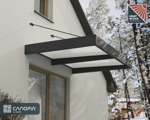 PALRAM-Canopia rechthoekige luifel Sophia XL Opaal 1920x1400x170 mm aluminium gepoedercoat grijs RAL 7016