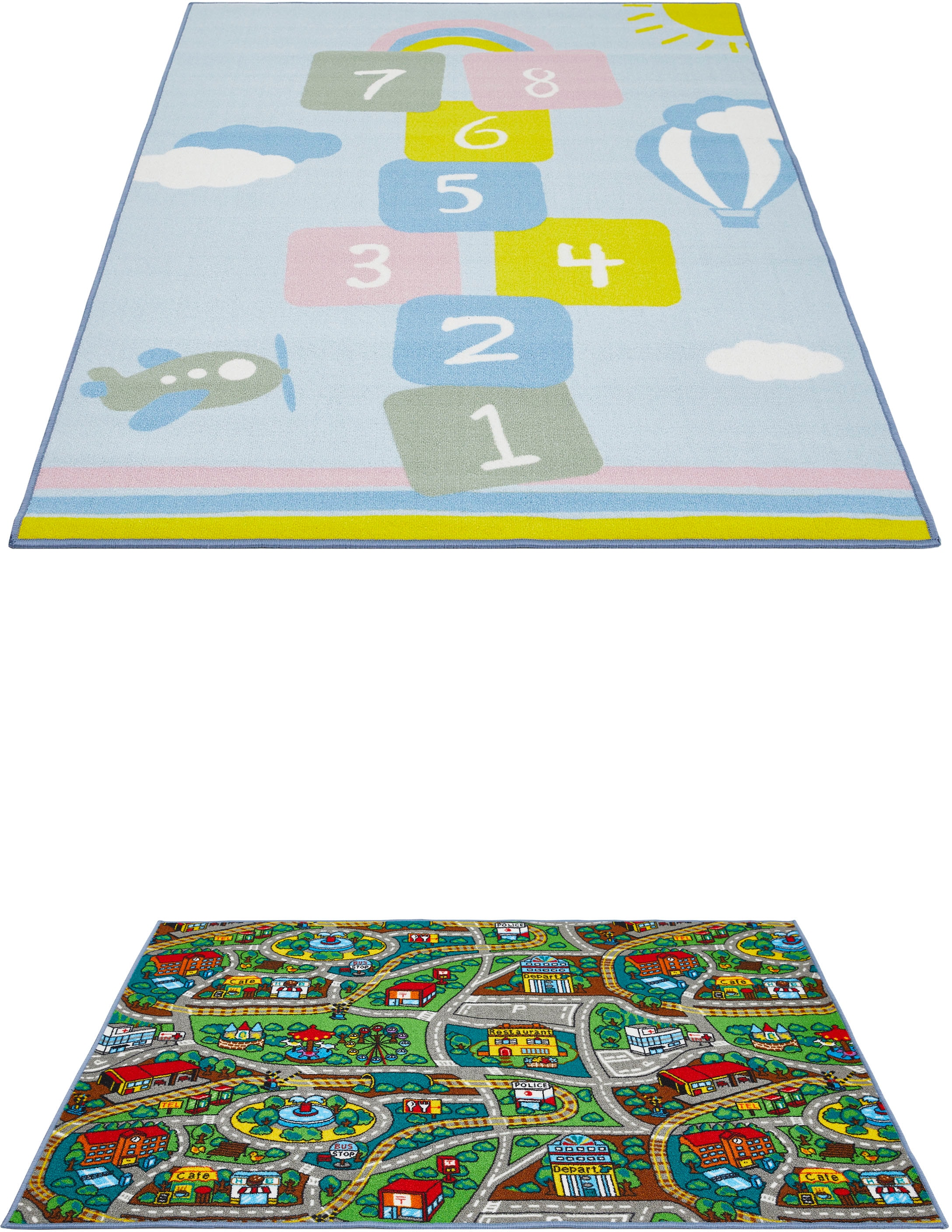 Andiamo Kinderteppich »Duo« rechteckig 10 mm Höhe Spielteppich, Strassenteppich, beidseitig verwendbar, Hüpfkästchen