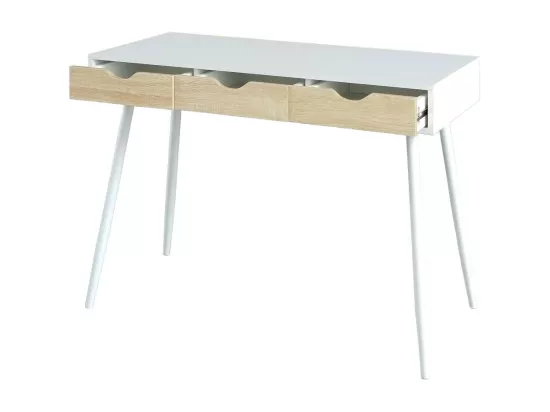 Bureau FLORIDA scandinave 3 tiroirs coloris blanc