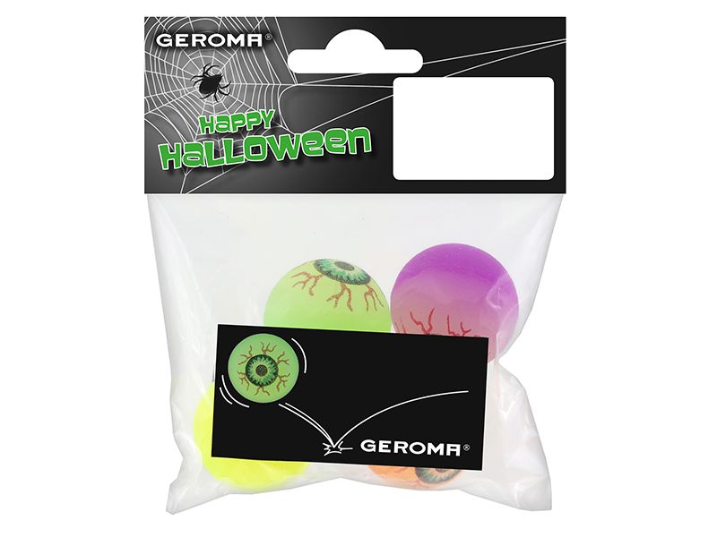 Amscan Halloween Gummibälle Auge, 4 Stück Gummibälle Auge als Gruseldekoration