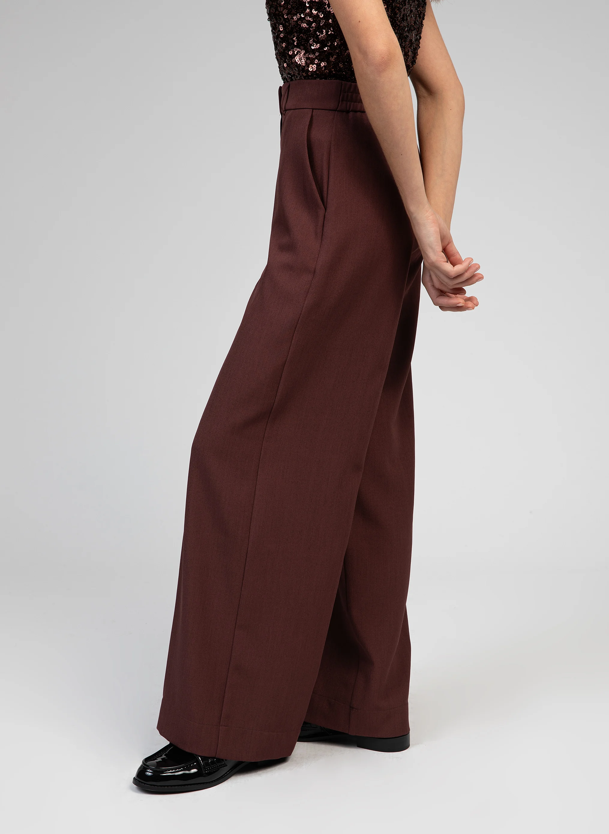 PERLINA - Pantalon large | Marron
