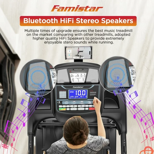 Esteira dobrável Famistar para uso doméstico com 15 níveis de inclinação automática, capacidade de 136 kg, controle de velocidade de até 16 km/h, esteira portátil para corrida e caminhada, 4,5 HP, com faixa para joelho de brinde.