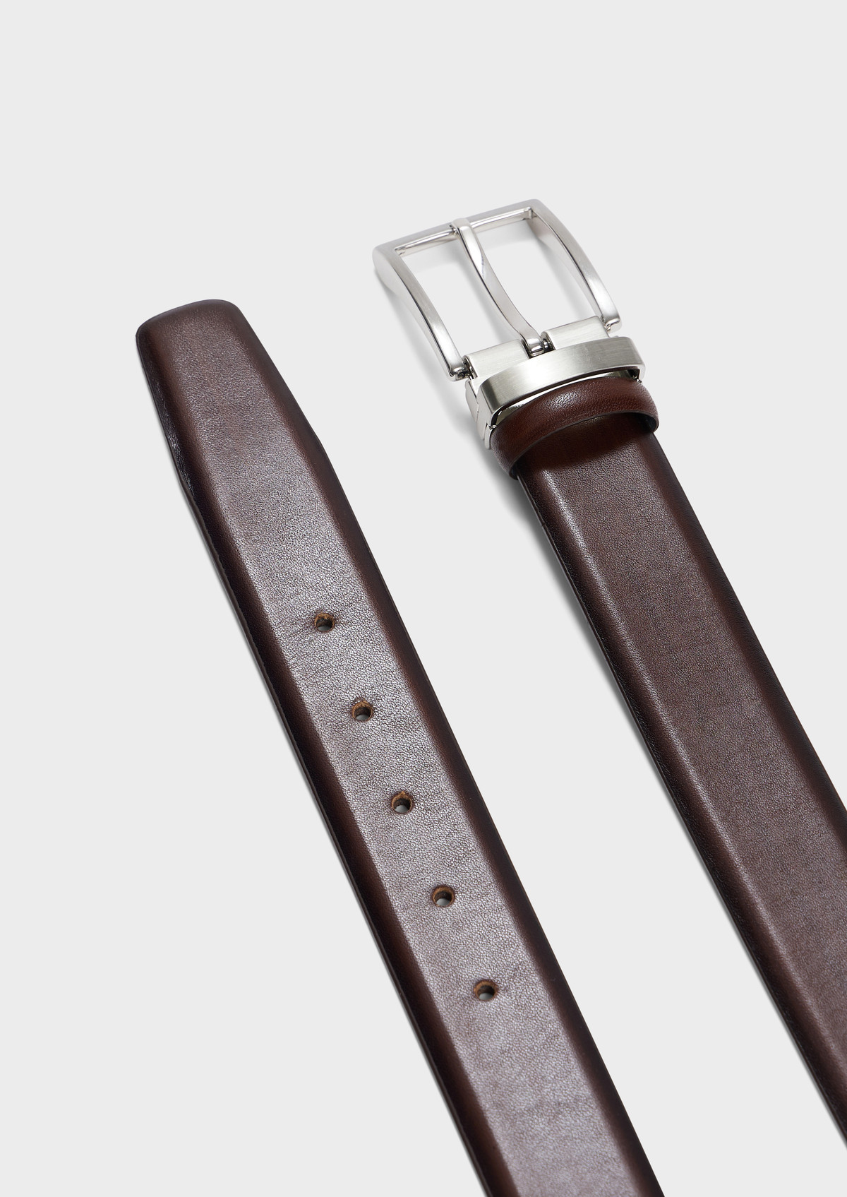Ceinture ajustable en cuir lisse marron