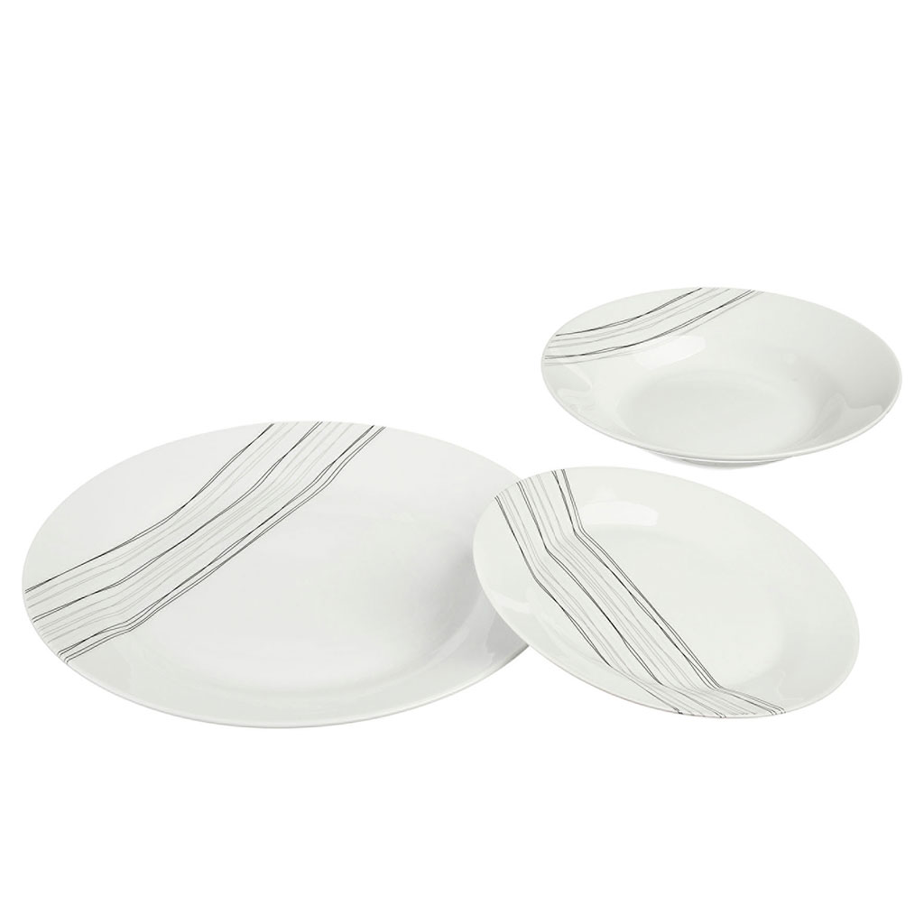 Service de table 18 pièces porcelaine lignes