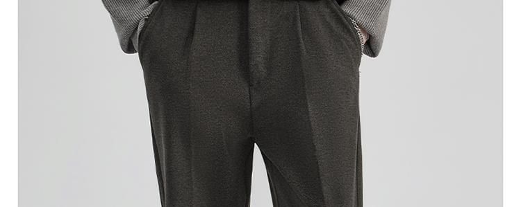 Nightbell - Mid Rise Plain Cropped Straight Leg Dress Pants