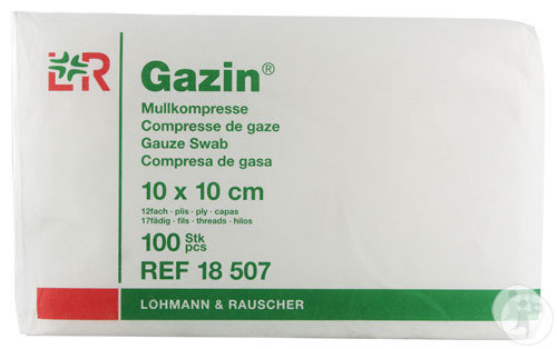 Lohmann & Rauscher Gazin Compresse De Gaze Non Stérile 12 Plis 10x10cm 100 Pièces (18507)
