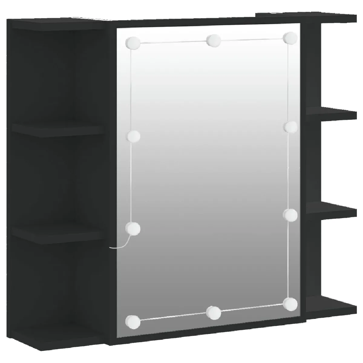 vidaXL Armoire à Miroir LED 70x16,5x60 cm - Noir