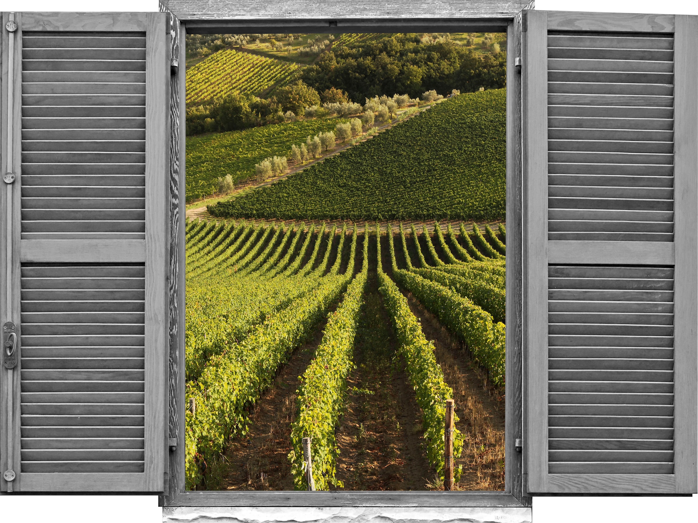 queence Wandtattoo »Weinberg« Wandsticker, Wandbild, selbstklebend, 3D, Fenster