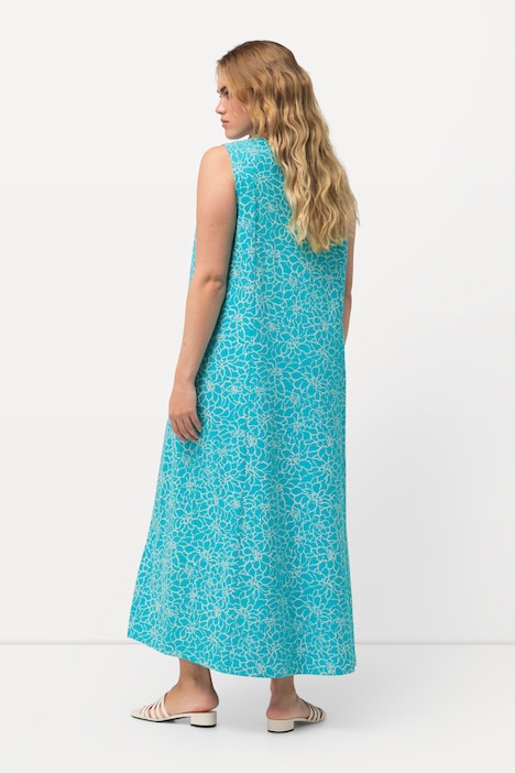 Maxikleid, gemustert, A-Linie, V-Ausschnitt, ärmellos
