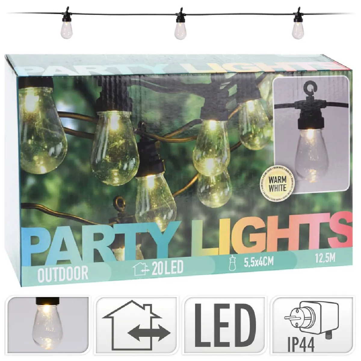 ProGarden Guirlande LED Extérieure 20 Ampoules