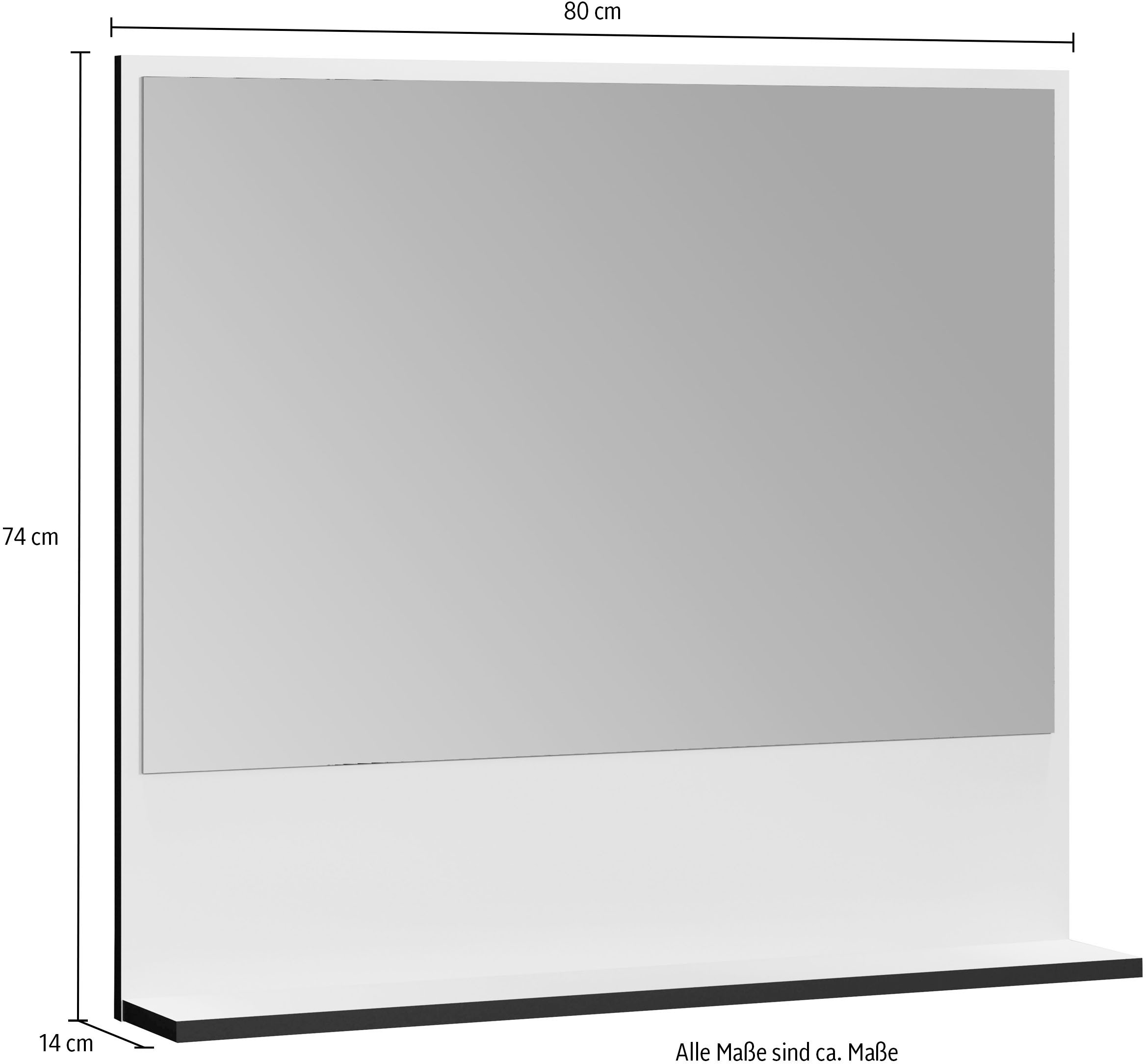 welltime Badspiegel »Amrum« Wandspiegel mit Ablage - (B/T/H) wahlweise 60 bis 80/14/74 cm