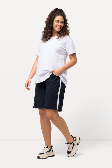 Jerseyshorts, weites Bein, Elastikbund, Bindeband